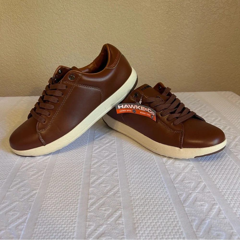 NWT Men’s Hawke & Co‎ Nubuck Brown Leather Skater Athlete Shoes Size 8